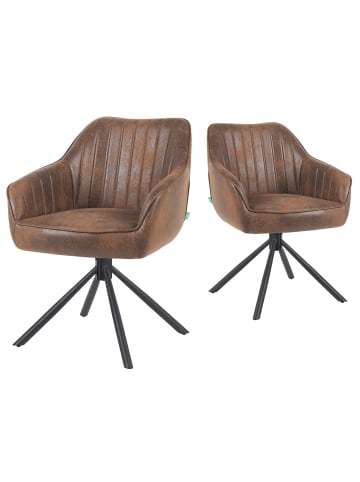 DUBI Möbel 2er-Set: Drehstuhl Mika-Maya in Braun - (B)60 x (H)82 x  (T)61 cm
