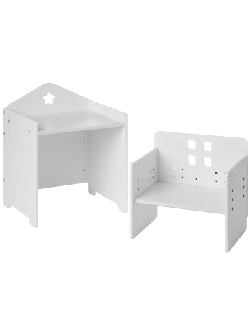 Beliani 2-tlg Kindertisch und Stuhlset ELANORA in Weiß/Schwarz