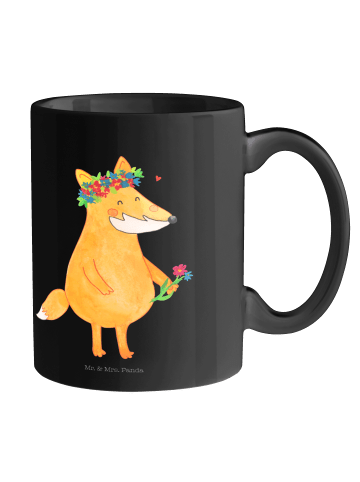 Mr. & Mrs. Panda Tasse Fuchs Blumen ohne Spruch in Schwarz