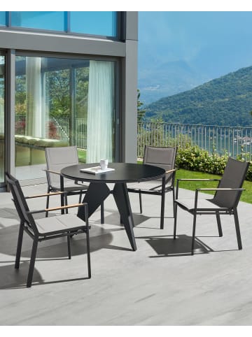 Beliani 4-tlg Esszimmerstuhl BUSSETO in Schwarz/Grau/Braun
