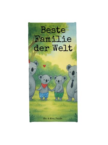 Mr. & Mrs. Panda Badehandtuch Koala Familie zwei Design mit Spruch in Grau Pastell