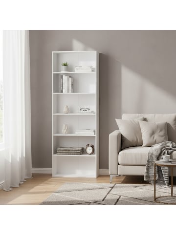 relaxdays Bücherregal in Weiß - (B)60 x (H)178,5 x (T)24 cm
