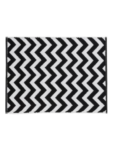 Framsohn 2er Set: Zwirnfrottier Badematte  "Chevron" in schwarz (L) 70 x (B) 50 cm