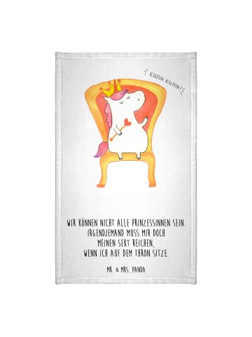 Mr. & Mrs. Panda Handtuch Einhorn König mit Spruch in Weiß