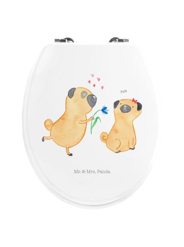 Mr. & Mrs. Panda Motiv WC Sitz Mops Verliebt ohne Spruch in Weiß