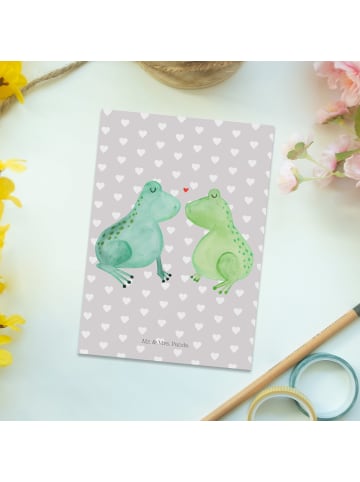 Mr. & Mrs. Panda Ansichtskarte Frosch Liebe ohne Spruch in Grau Pastell
