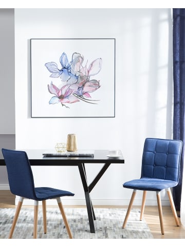 Beliani 2er-Set Esszimmerstuhl BROOKLYN in Blau/Heller Holzfarbton