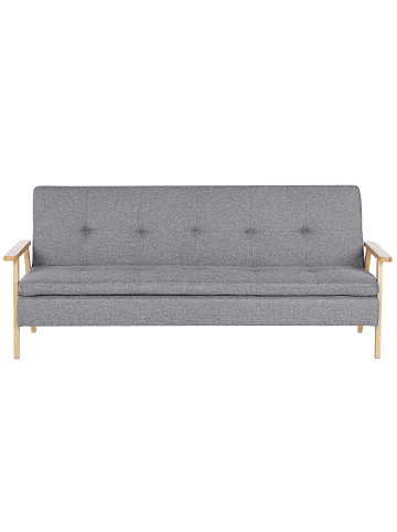 Beliani 3-Sitzer Sofa TJORN in Grau/Heller Holzfarbton - (W) 204 x (H) 84 x (L) 85 cm