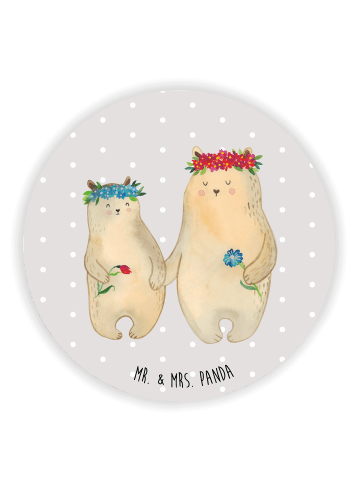 Mr. & Mrs. Panda magnet Bären mit Blumenkranz ohne Spruch in Grau Pastell