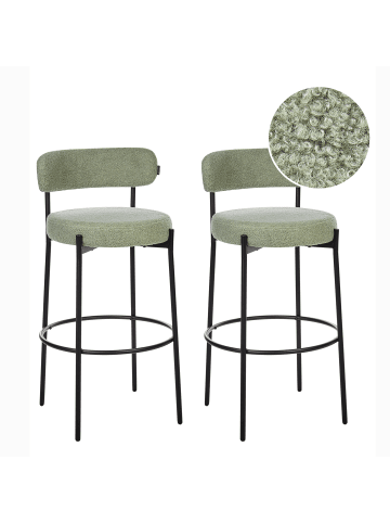 Beliani 2-tlg Barhocker ALLISON in Grün/Schwarz