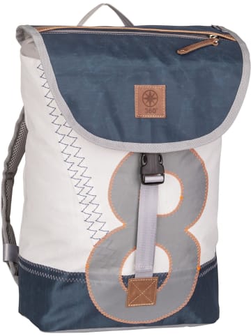 360 grad Rucksack / Backpack Landgang Mini in Weiß/Balken blau/Zahl hellgrau