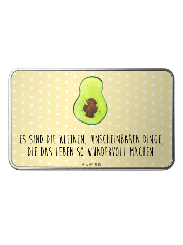 Mr. & Mrs. Panda Aufbewahrungsbox Avocado Kern mit Spruch in Gelb Pastell