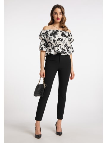 faina Damen Carmenbluse in Weiss Schwarz