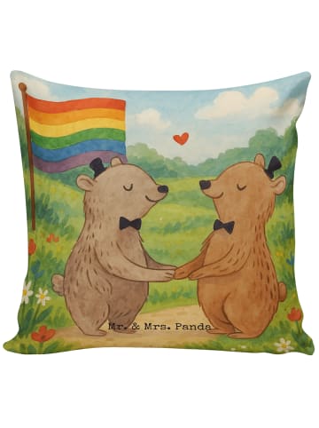 Mr. & Mrs. Panda Kissen Bären Gay Pride Design ohne Spruch in Weiß