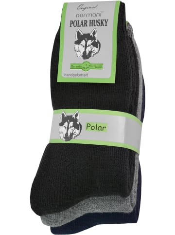 Polar Husky 3 Paar Vollfrottee-Wintersocken in Schwarz