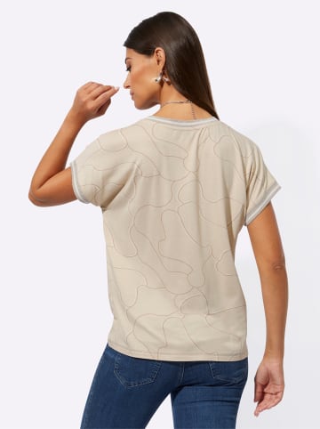creation L Rundhalsshirt in sand-champagner-bedruckt