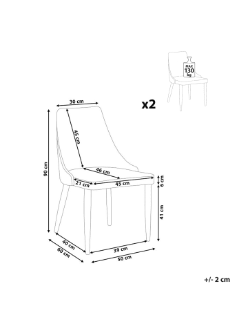 Beliani 2er-Set Esszimmerstuhl CAMINO in Grau