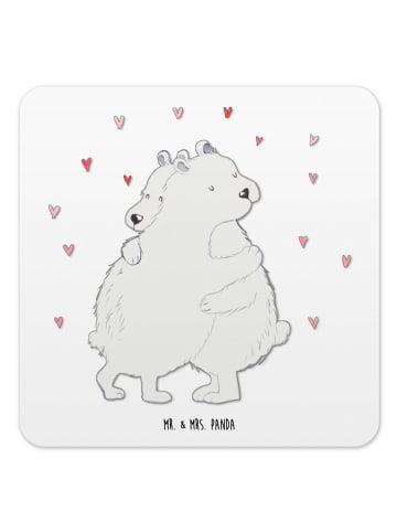 Mr. & Mrs. Panda Untersetzer für Gläser Eisbär Umarmen ohne Spruch in Weiß