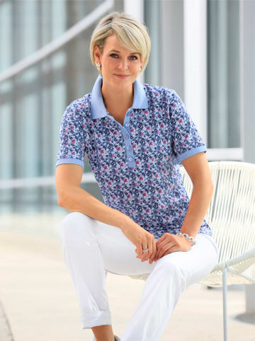 WITT WEIDEN Poloshirt in bleu-fuchsia-bedruckt