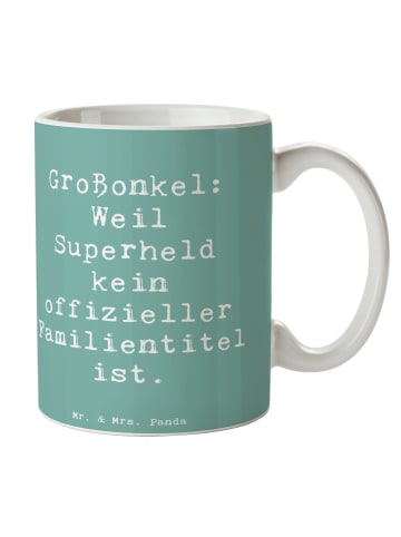 Mr. & Mrs. Panda Kaffeepott Spruch Großonkel Superheld mit Spruch in Meeresbrise