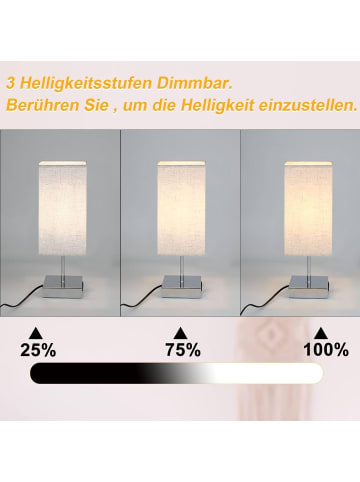 ZMH Tischleuchte in chrom 1-flammige E27 rechteckig Touch Dimmbar
