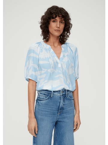 s.Oliver Bluse kurzarm in Creme-blau