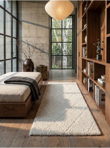 KADIMA DESIGN Rundteppich Berber weich wohnlich Wohnzimmer Schlafzimmer in Creme