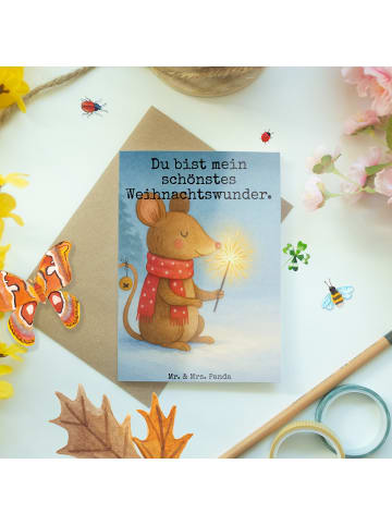 Mr. & Mrs. Panda babykarte Maus Weihnachten Design mit Spruch in Weiß