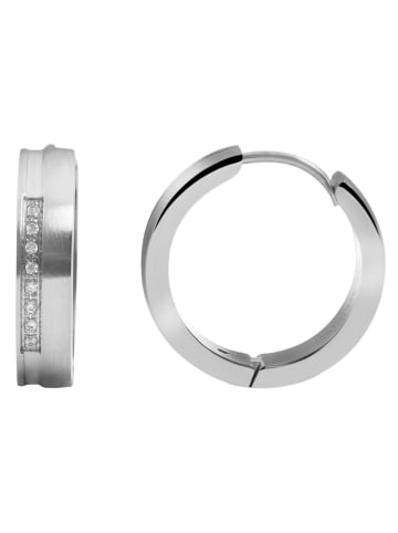 Adeliás Damen Ohrringe – Klappcreole aus Edelstahl mit Strass Steinchen in silber