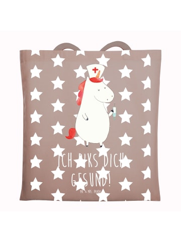 Mr. & Mrs. Panda totebag Einhorn Krankenschwester mit Spruch in Braun Pastell