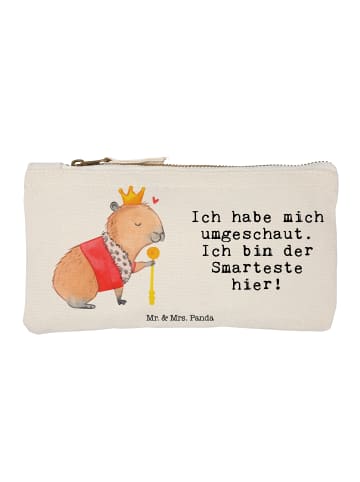 Mr. & Mrs. Panda Schminktasche Capybara König mit Spruch in Weiß