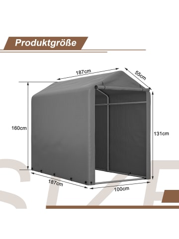 ABRIHOME Fahrradgarage in Dunkelgrau 187x100x160 cm für Garten Werkzeug