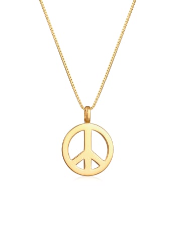 KUZZOI Halskette 925 Sterling Silber Peace-Zeichen in Gold