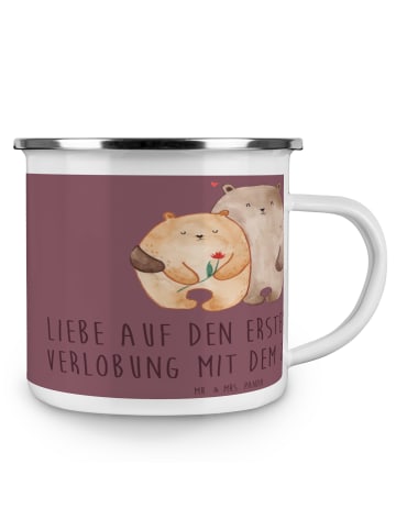 Mr. & Mrs. Panda Camping Emaille Tasse Verlobung Glaube mit Spruch in Kaffa Coffee