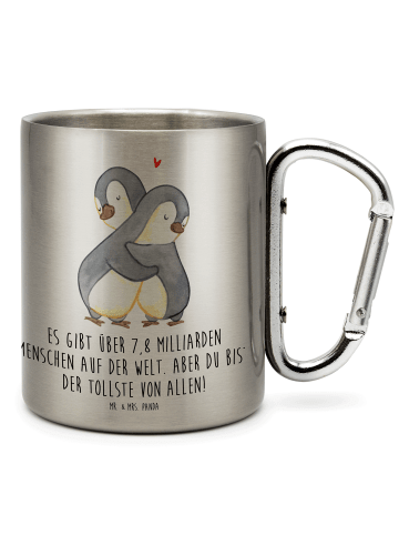 Mr. & Mrs. Panda Tasse Pinguine Kuscheln mit Spruch in Silber