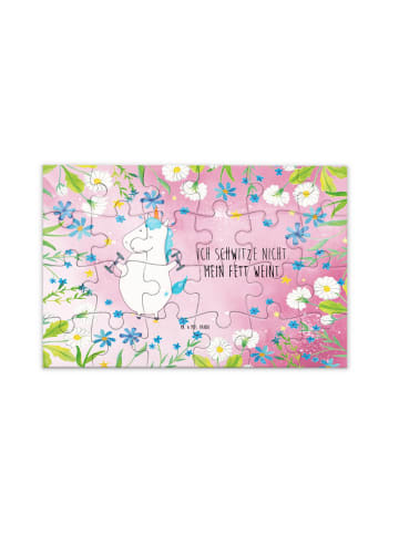 Mr. & Mrs. Panda Puzzle Einhorn Fitness mit Spruch in Rot Pastell