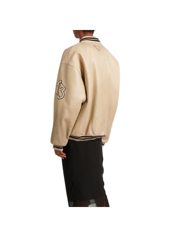 PRADA Beige Kalbsleder Bomberjacke