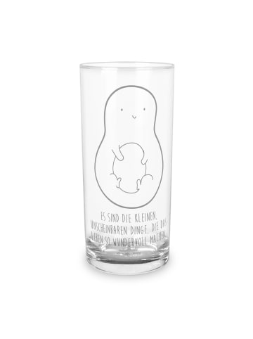 Mr. & Mrs. Panda Wasserglas Avocado Kern mit Spruch in Transparent