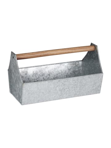 relaxdays Blumenkasten in Silber - (B)36x (H)20 x (T)20 cm