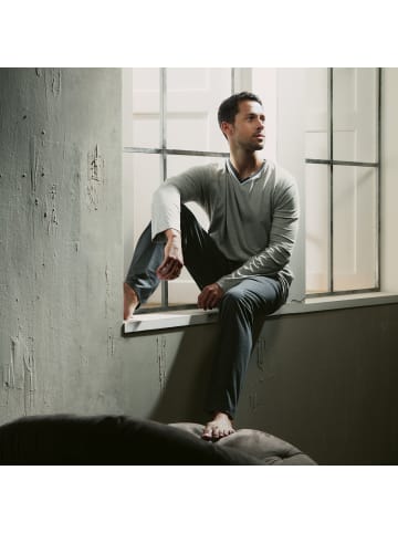 REDBEST Single-Jersey Schlafanzug in hellgrau/anthrazit meliert