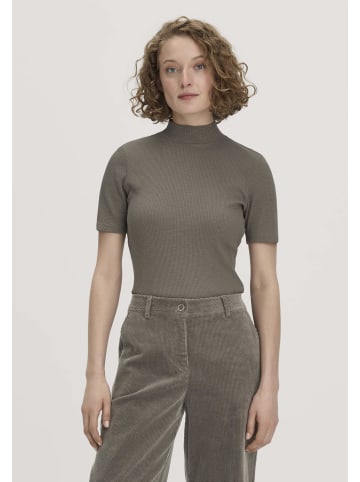 Hessnatur Hessnatur Mock-Neck Shirt Slim aus Bio-Baumwolle in silbergrün