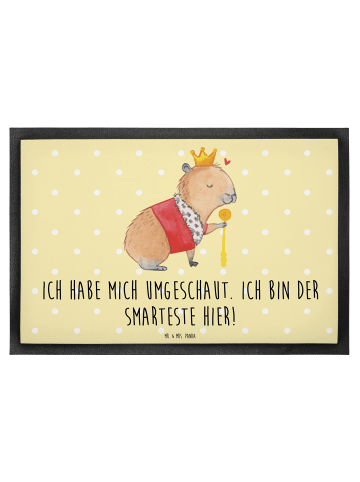 Mr. & Mrs. Panda Fußmatte Capybara König mit Spruch in Gelb Pastell