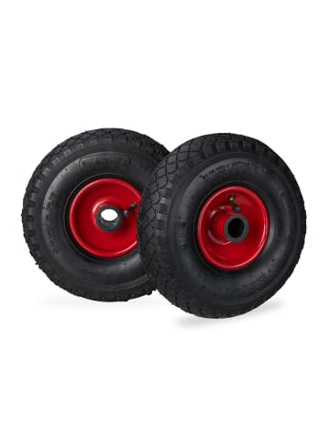 relaxdays 4x Sackkarrenrad in Schwarz/ Rot - 3.00-4