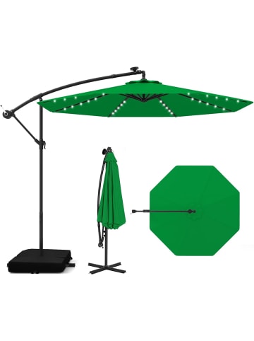 COSTWAY 300cm Ampelschirm mit LED & Sandsäcke in Grün