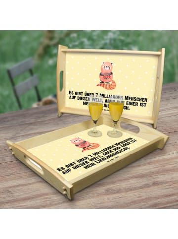 Mr. & Mrs. Panda Tablett Roter Panda mit Spruch in Gelb Pastell