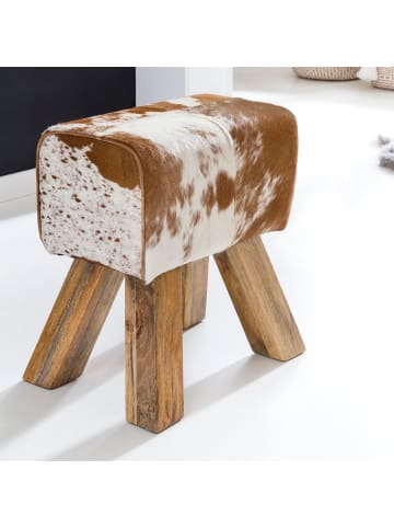 KADIMA DESIGN Retro Sitzhocker, Holzbeine, belastbar bis 120 kg, Landhaus-Optik