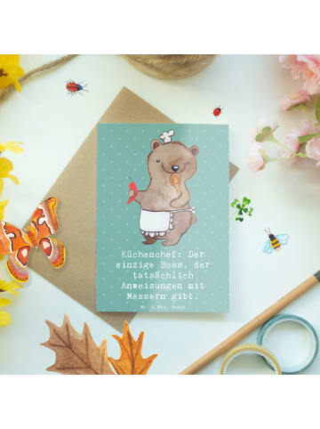 Mr. & Mrs. Panda Glückwunschkarte Koch Anleitung mit Spruch in Meeresbrise