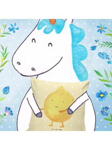 Mr. & Mrs. Panda Dekokissen Sofa Beste Freunde Zitrone ohne Spruch in Gelb Pastell