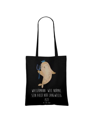 Mr. & Mrs. Panda Tragetasche Wassermann Unikat mit Spruch in Schwarz