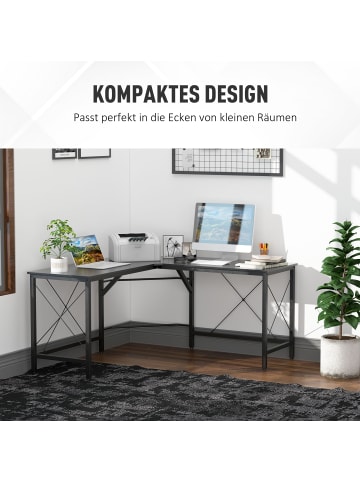 HOMCOM Eckschreibtisch-L150 x B150 x H76 cm-Schwarz